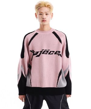 PIECE RACING KNIT SWEATER (PINK)