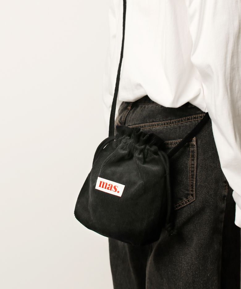 String cross bag_Corduroy Black Navy