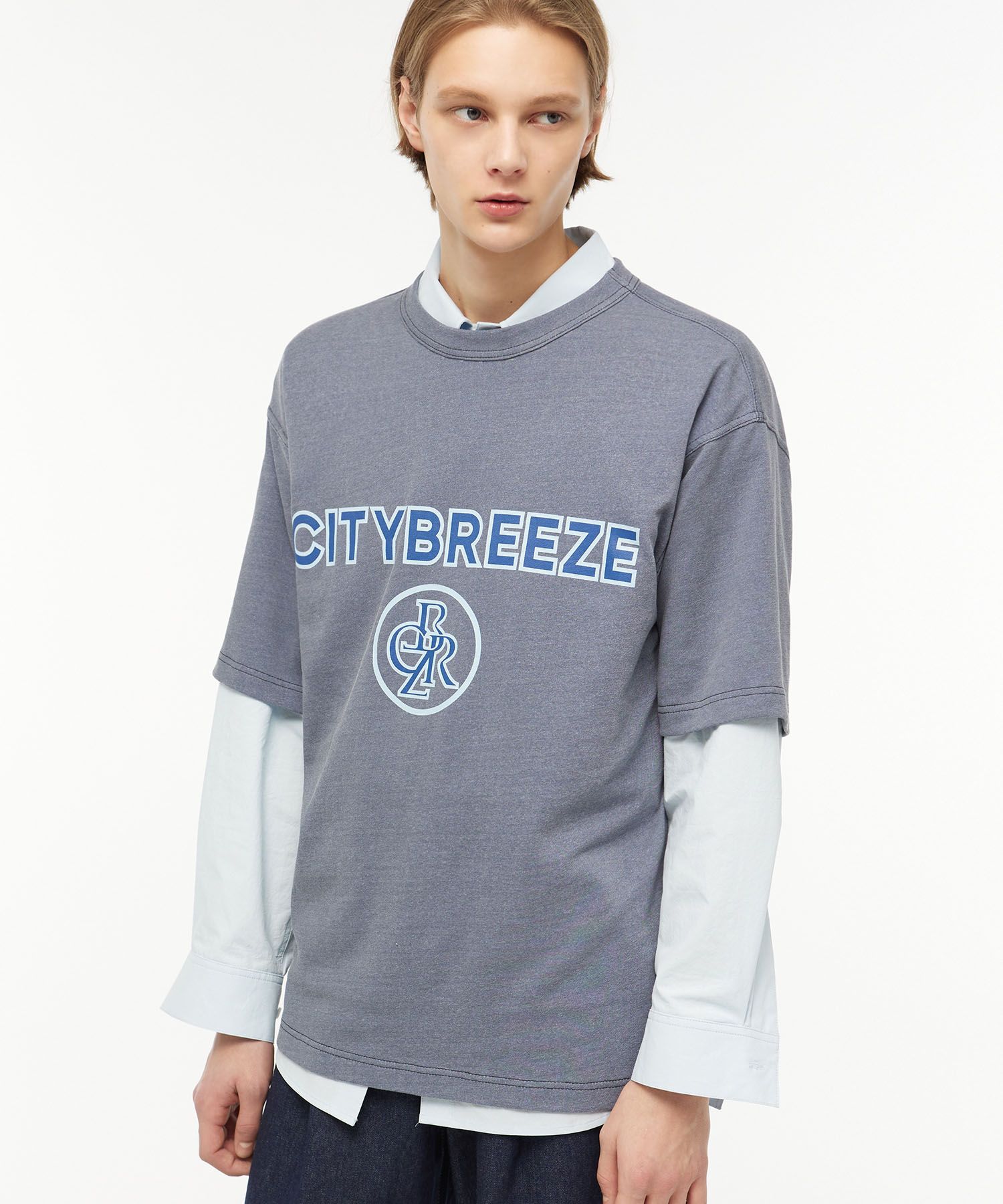 ★関税込★CITYBREEZE★L LOGO SHORT SLEEVE T-SHIRT★ MUSINSA | CITYBREEZE Cotton Basic Short Sleeve Shirt_WHITE
