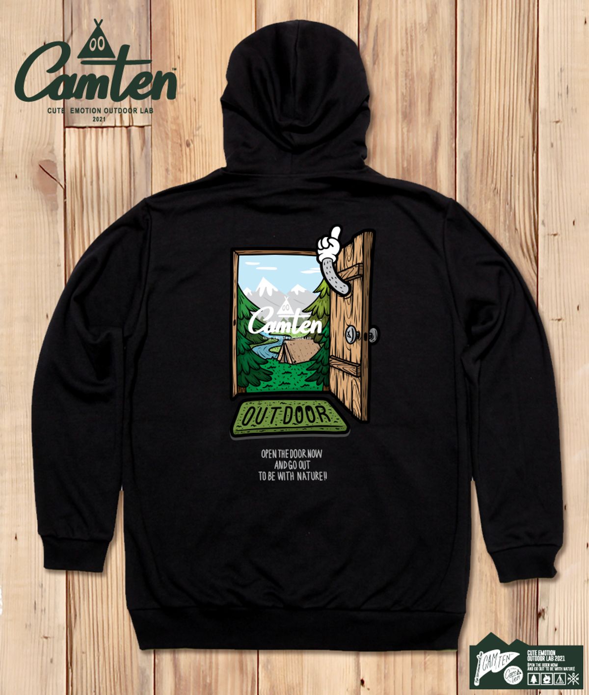 돌돌(DOLDOL) Camten-hoody-12 감성 캠핑 브랜드 캠텐 캐릭터 그래픽 후드티 후드 후디