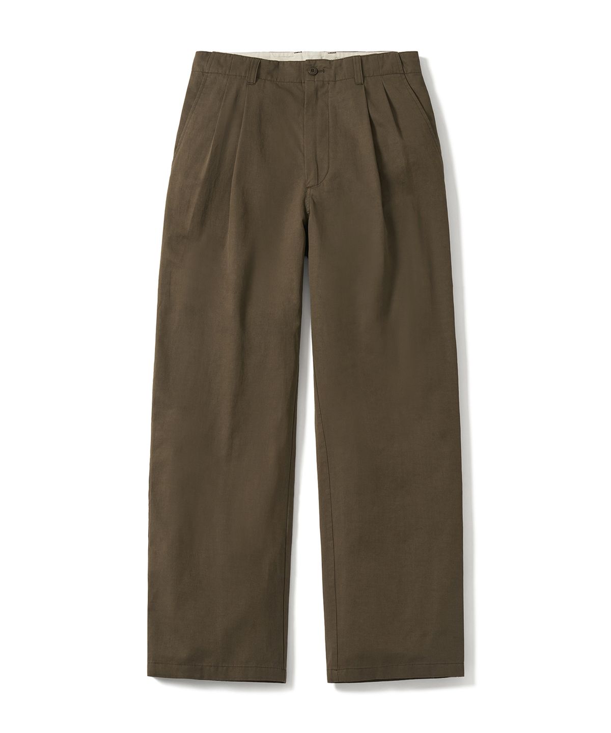 포터리(POTTERY) Two Pleated Wide Chino Pants - Brown