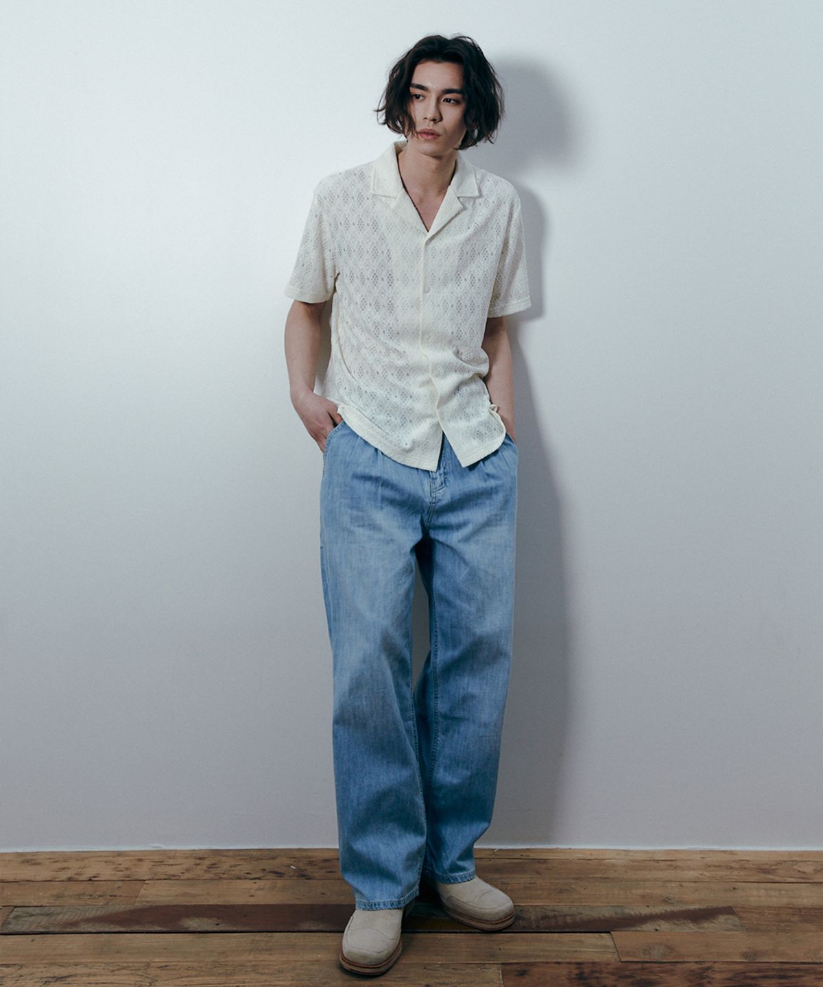 포트너스(FOTTNERS) Light Two Tuck Wide Jeans (L.Blue)