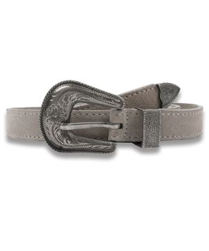 Suede Western Belt in Grey