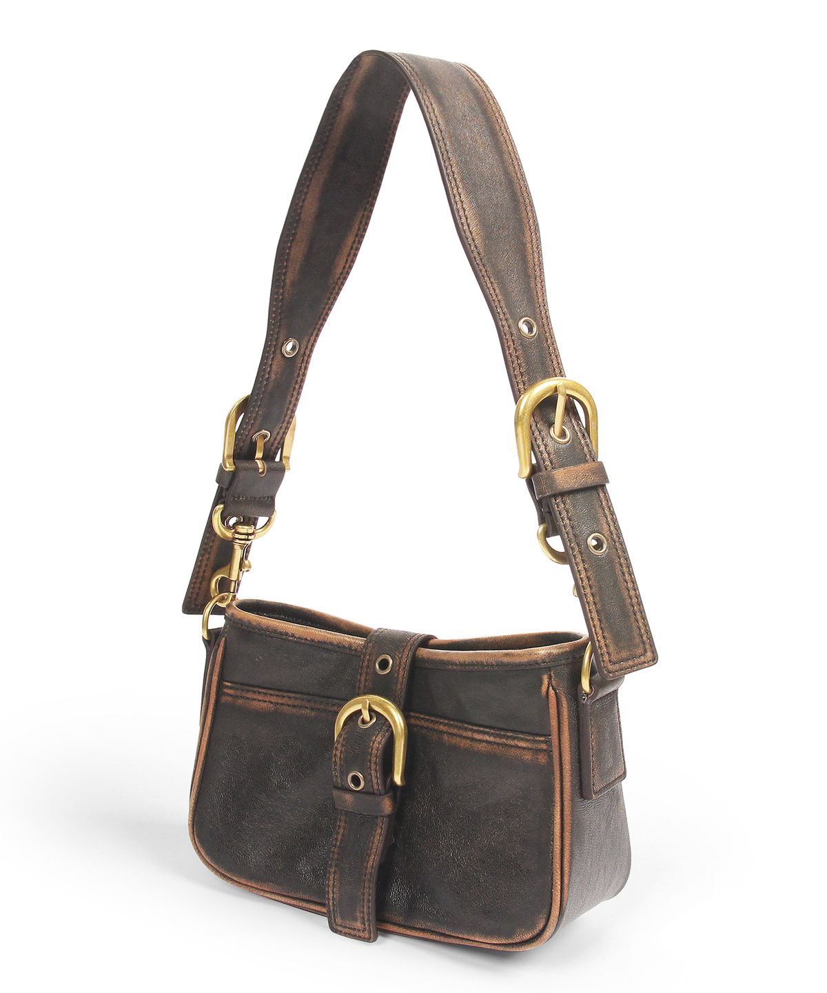 도프셉(DOFFSEPT) Lambskin Vintage Mini Hobo Bag in Brown