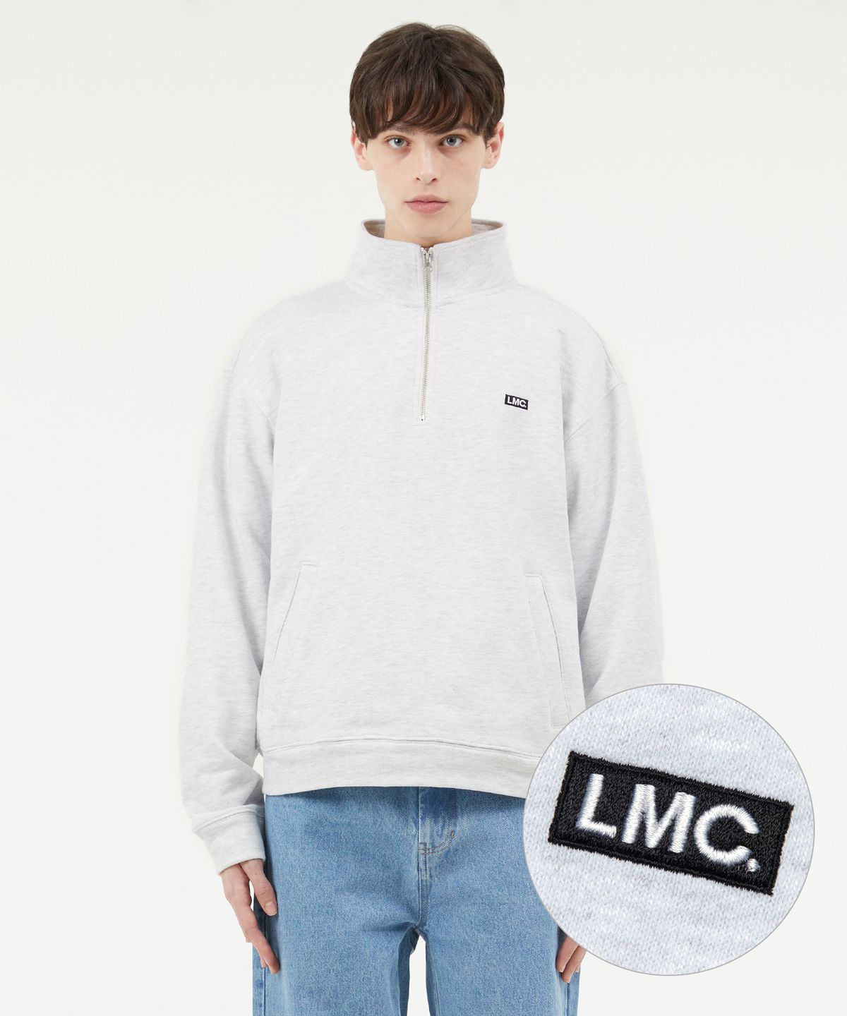 엘엠씨(LMC) BOX QUARTER ZIP SWEATSHIRT light heather gray