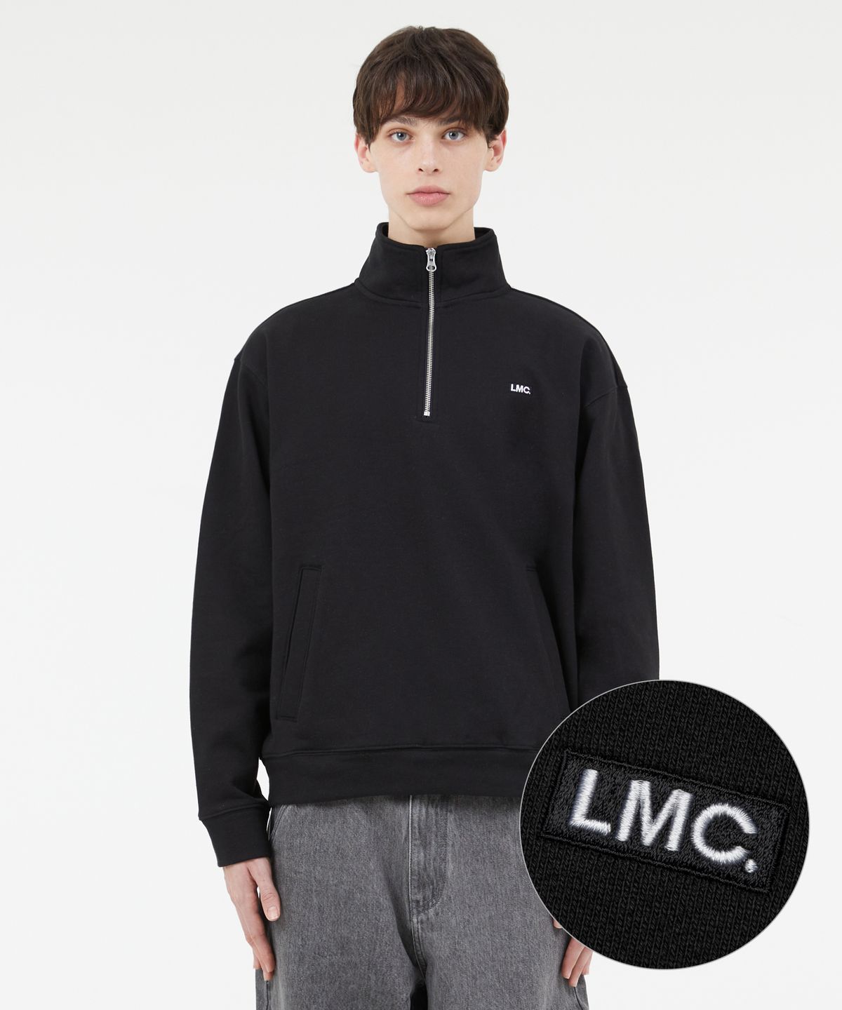 엘엠씨(LMC) BOX QUARTER ZIP SWEATSHIRT black