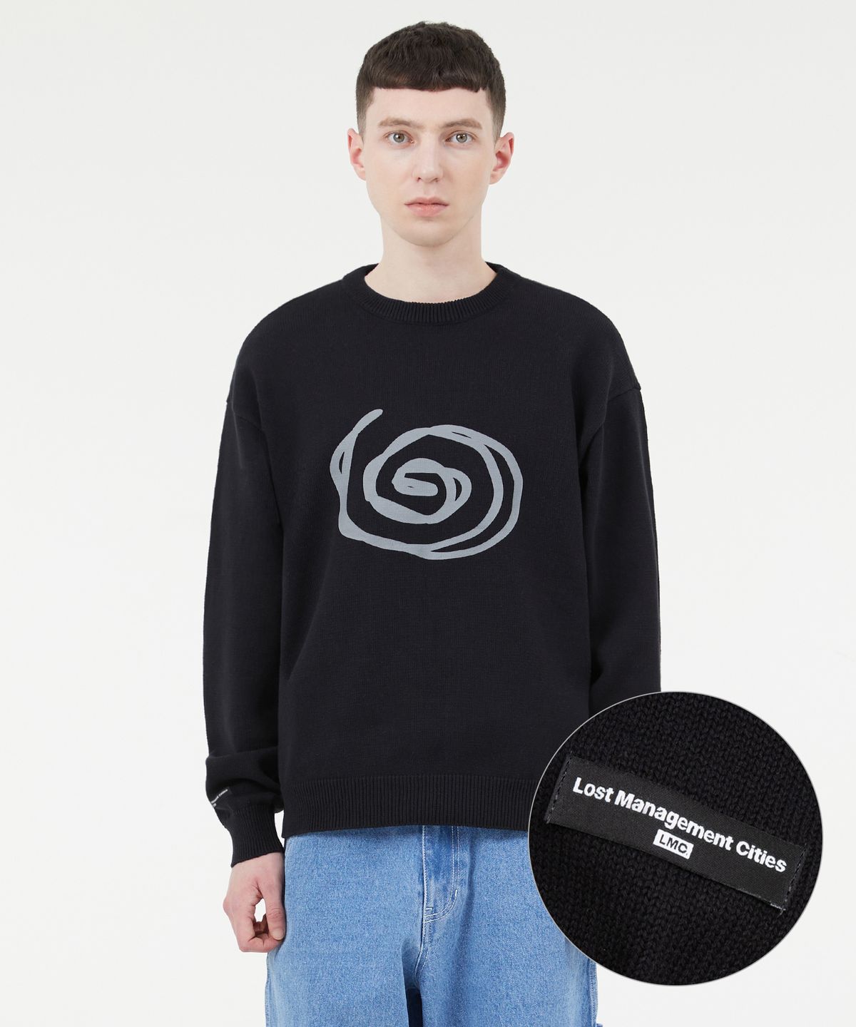 엘엠씨(LMC) SPIRAL KNIT SWEATER black