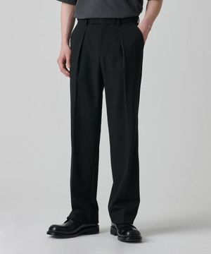 리버스 원 턱 와이드 히든 밴딩 슬랙스 [블랙]