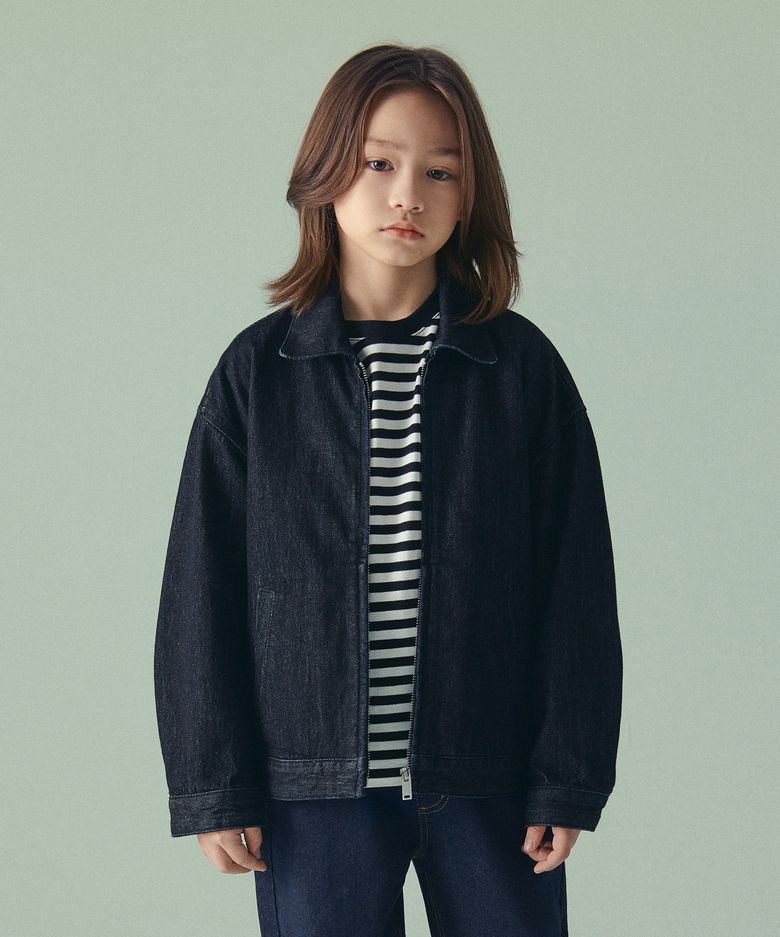 오버사이즈 데님 미니멀 재킷 [딥 인디고]