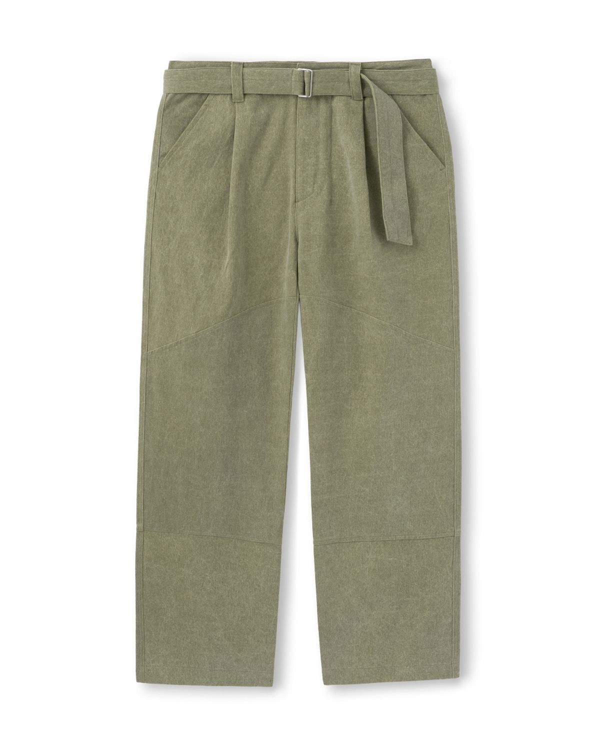 비슬로우(BESLOW) ONE TUCK WASHED BELTED PANTS DUSTY GREEN