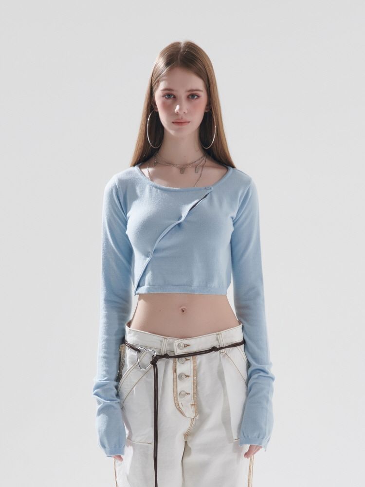 MUSINSA公式 | GATELESS LAY CROPPED CARDIGAN