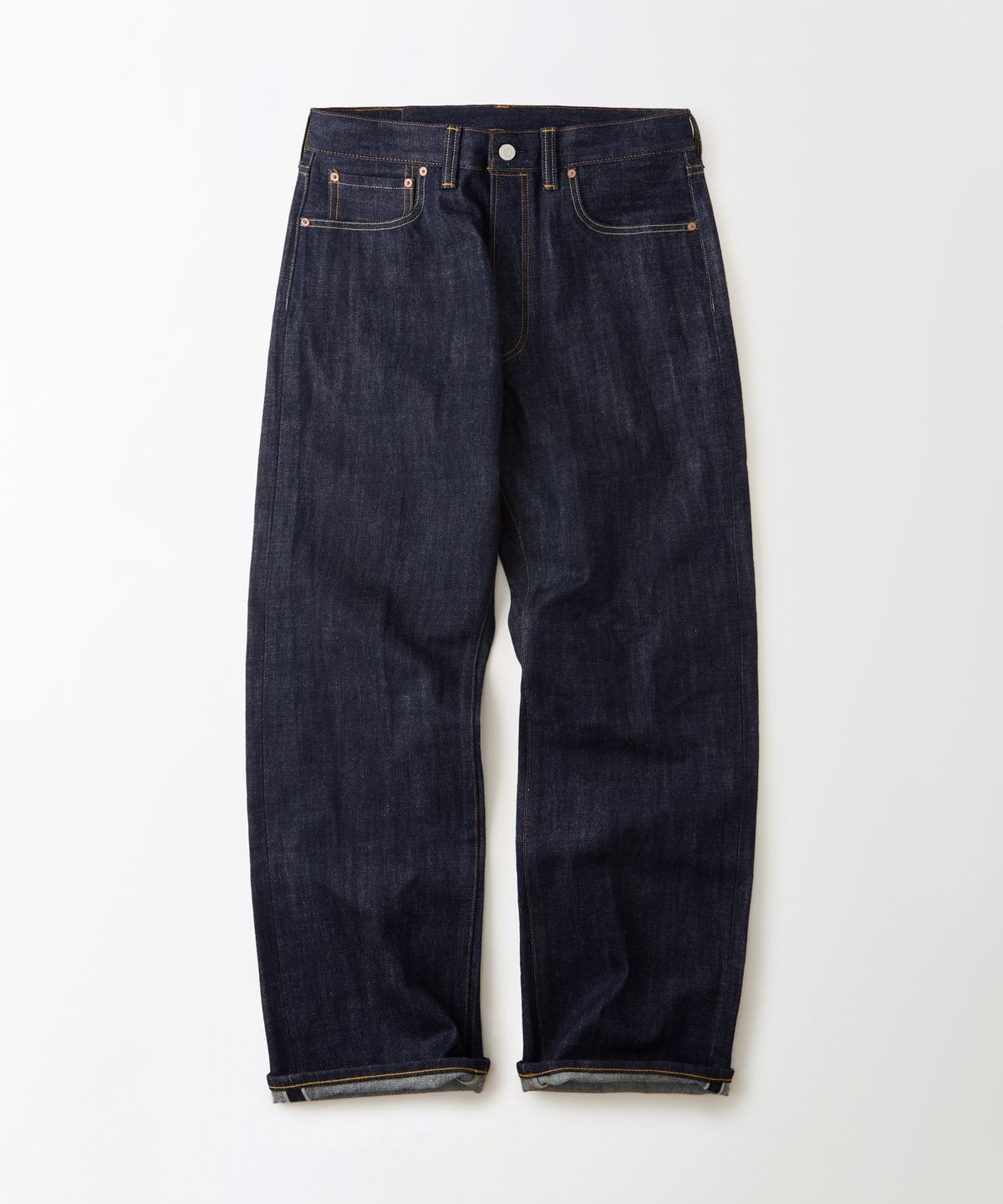 아웃스탠딩(OUTSTANDING) 30S CINCH BACK SELVEDGE WIDE PANTS_INDIGO