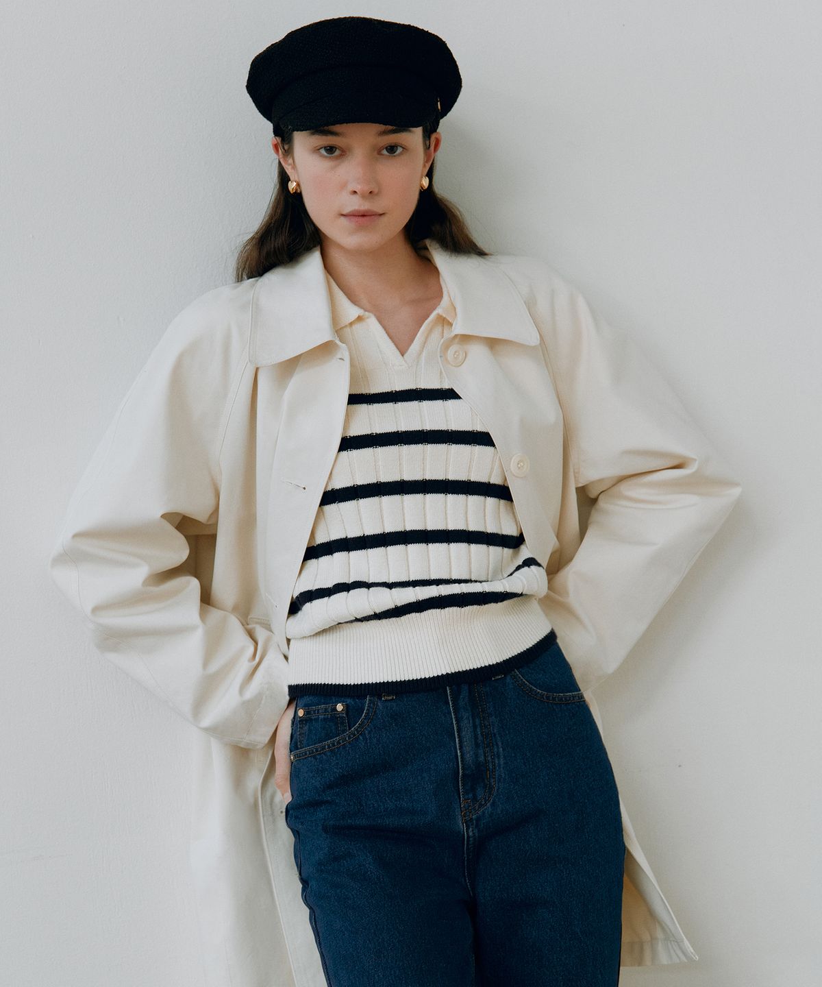 로라로라(ROLAROLA) SINGLE BUTTON TRENCH COAT IVORY