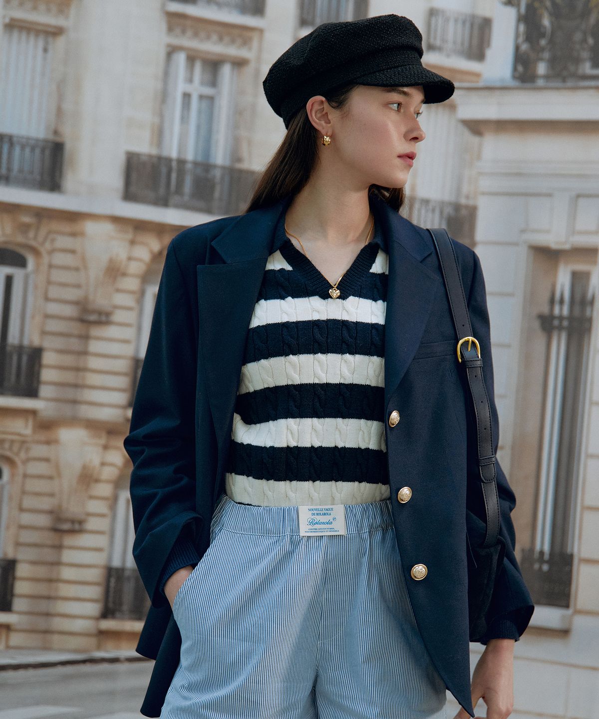 로라로라(ROLAROLA) GOLD BUTTON SINGLE JACKET NAVY