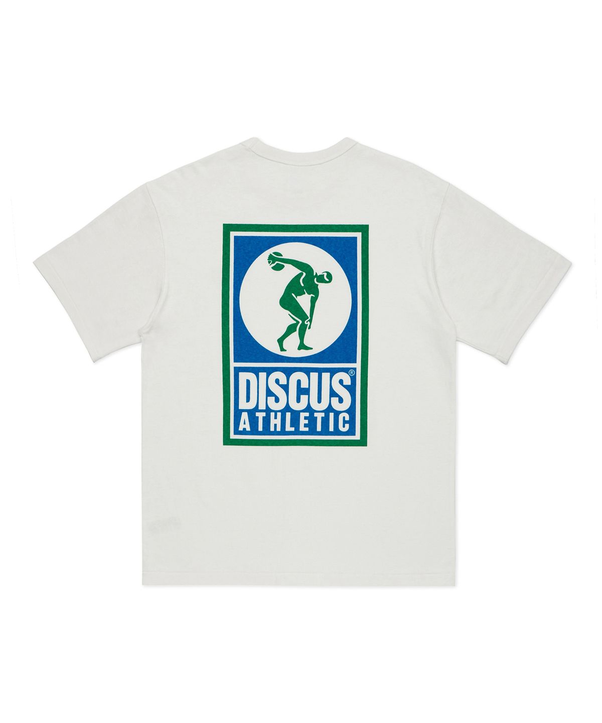디스커스 애슬레틱(DISCUS ATHLETIC) 슈퍼 헤비웨이트 레귤러 핏 로고 티셔츠 오프 화이트