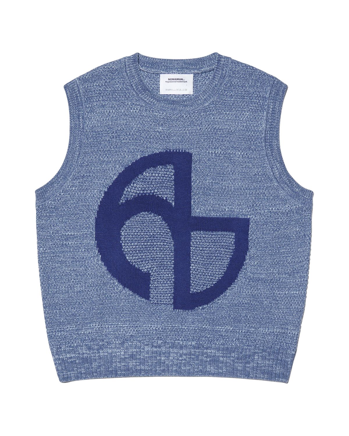 노매뉴얼(NOMANUAL) SYMBOL KNIT VEST - STEEL BLUE