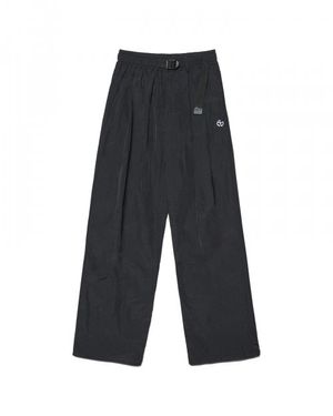 TWO TUCK NYLON PANTS - BLACK