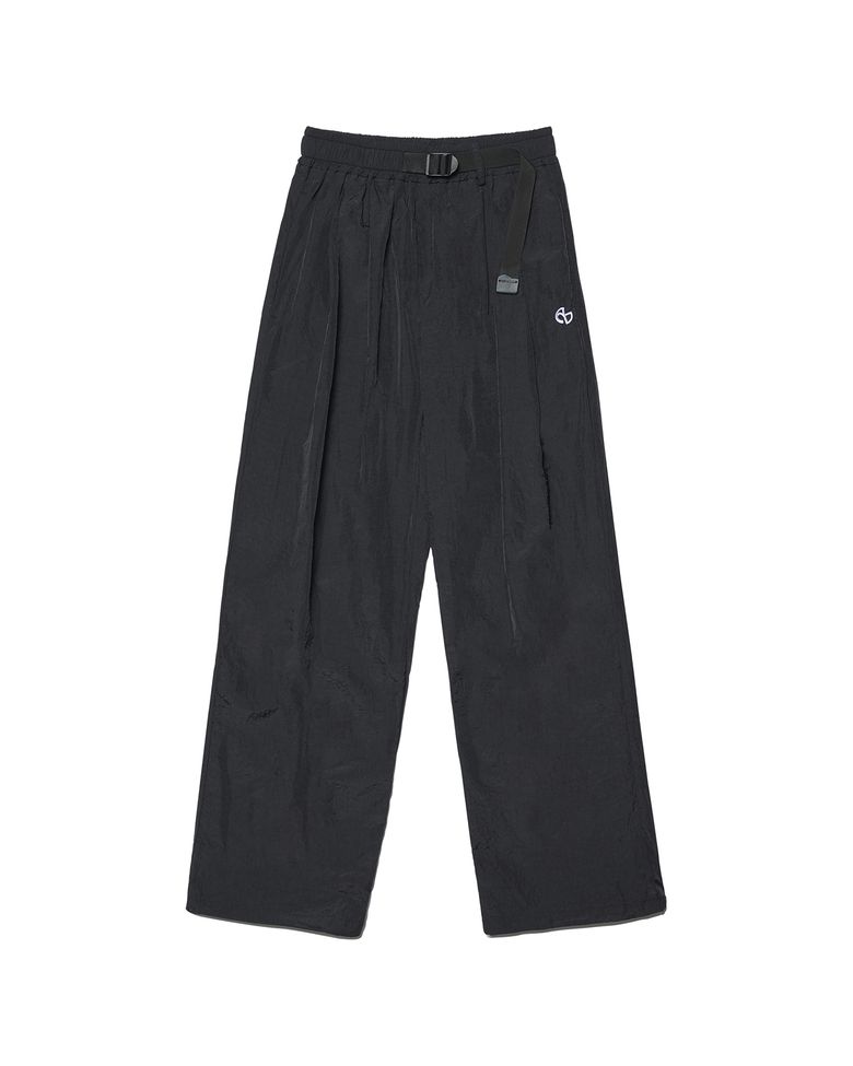 TWO TUCK NYLON PANTS - BLACK