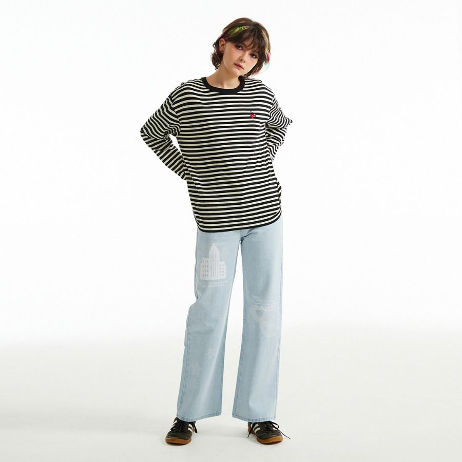 ★KIRSH★ Doodle Cherry Planet Denim Pants Light Blue MUSINSA公式 | KIRSH Doodle Cherry Planet Denim Pants [Light