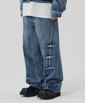 PINCH WIND DENIM PANTS BLUE