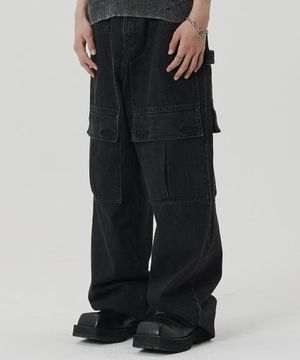 CARPENTER DENIM PANTS BLACK