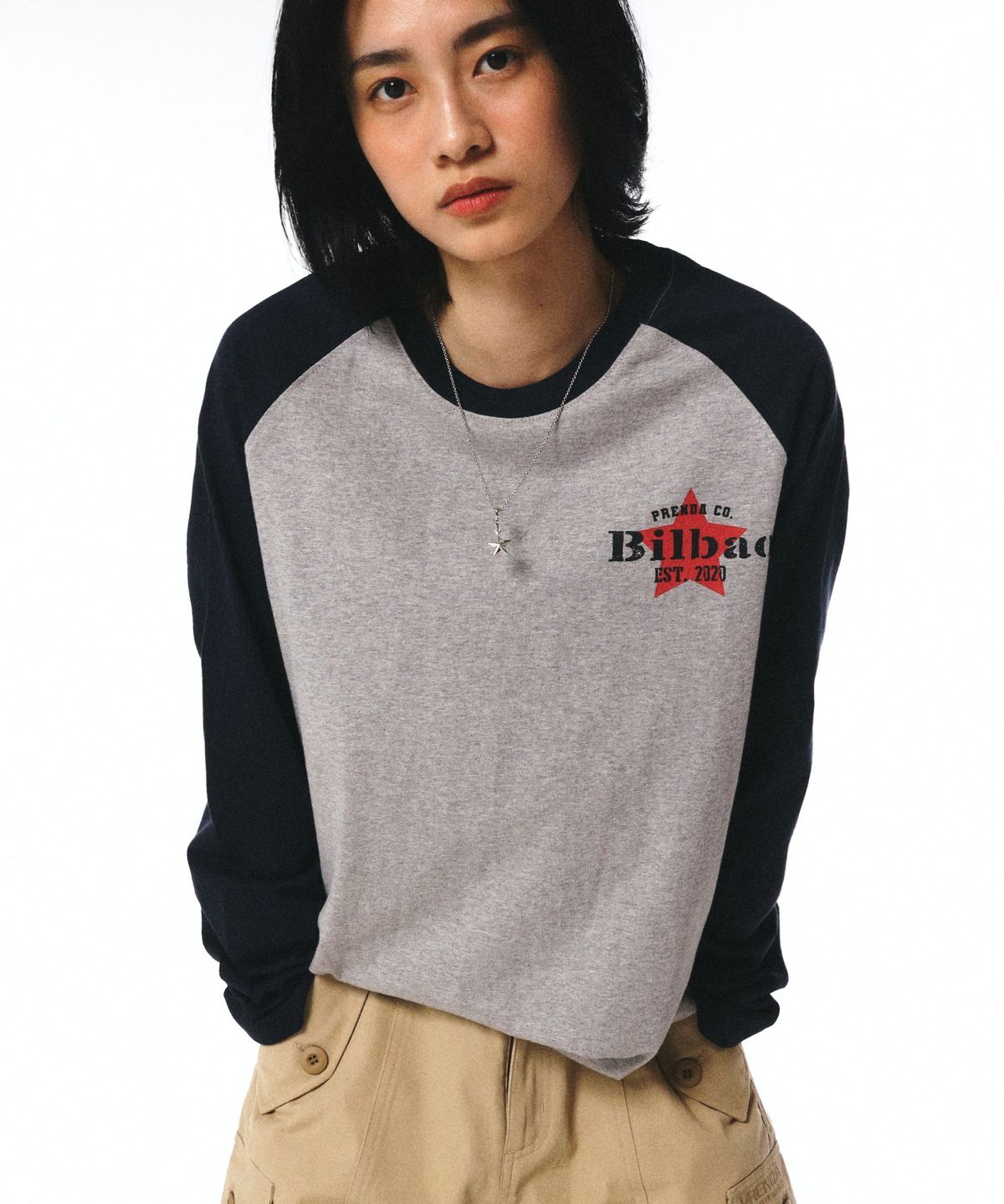 프렌다(PRENDA) BILBAO LONG SLEEVE NAVY/GRAY