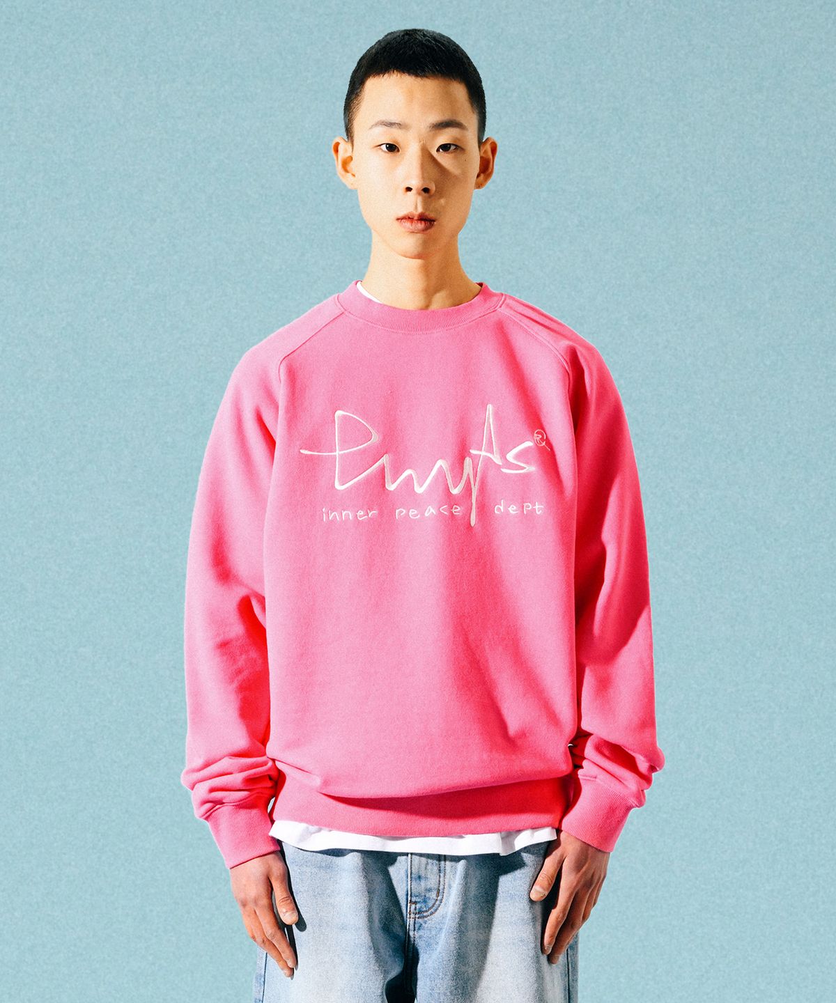 피지컬 디파트먼트(PHYSICAL DEPARTMENT) 빅 사인 로고 크루넥 핑크