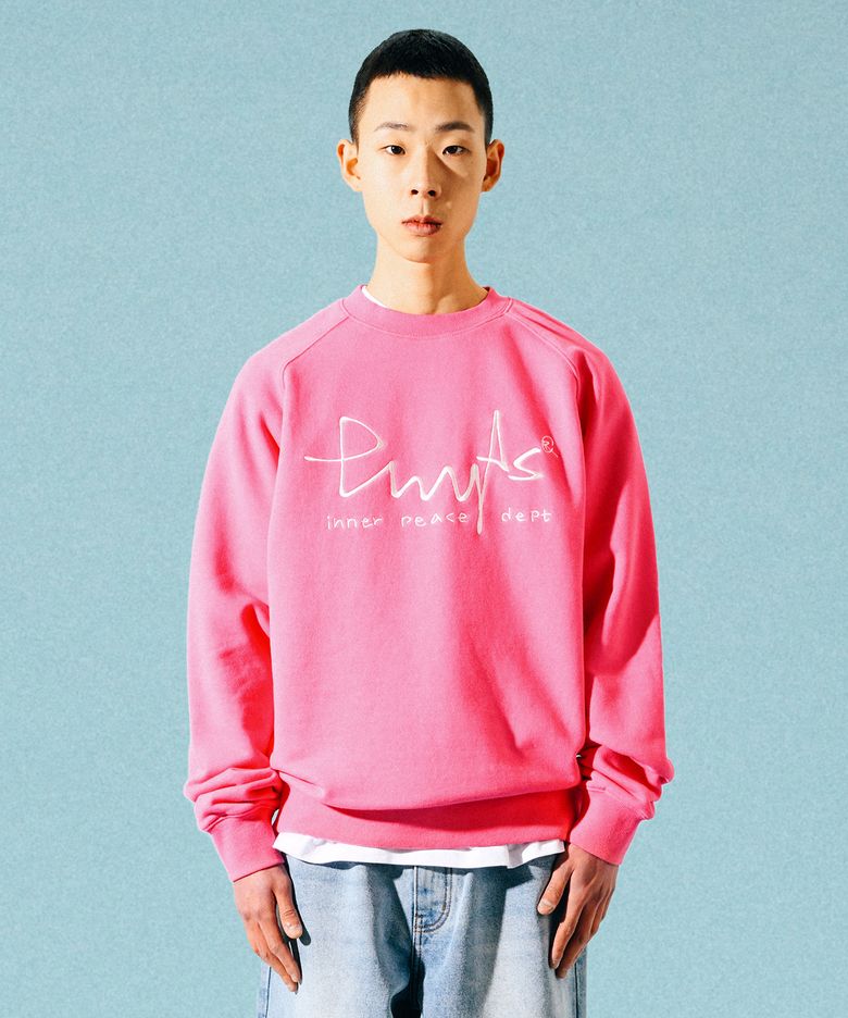 빅 사인 로고 크루넥 핑크