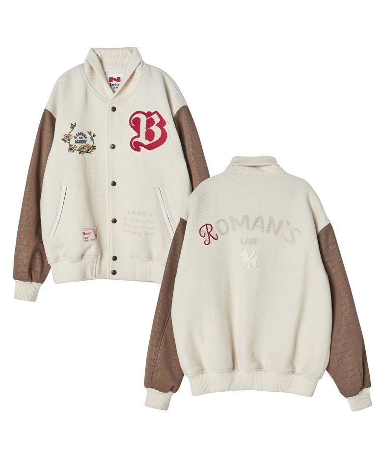 [COLLECTION LINE] 아카이브 로고 에디션 울 스타디움 점퍼 베이지