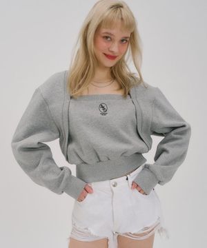 볼레로 레이어드 스웻셔츠 멜란지그레이