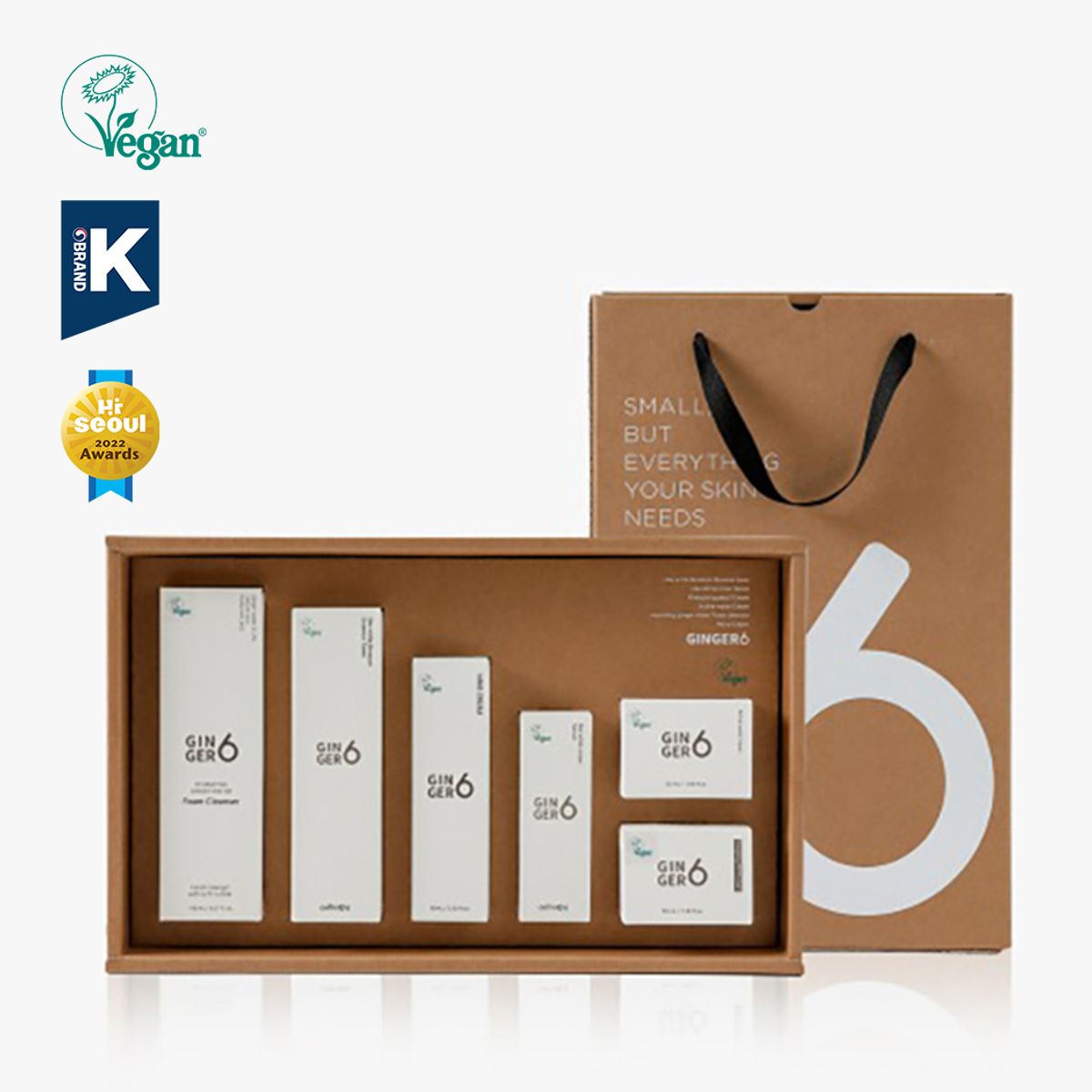 진저6(GINGER6) 비건 GINGER6 (토너/세럼/워터/펩티/핸드/폼클렌저) 6종 세트