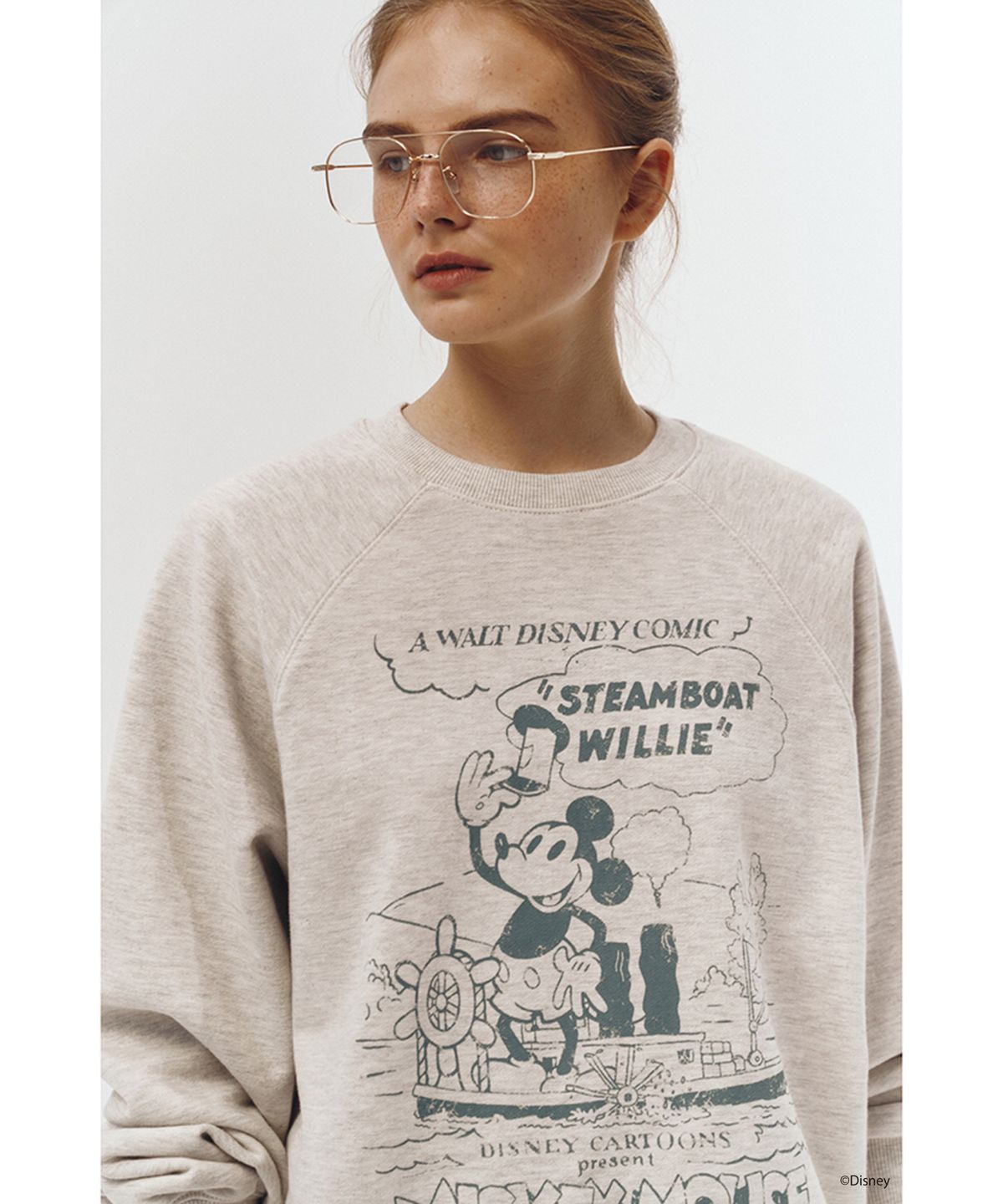던스트(DUNST) UNISEX_DISNEY MICKEY MOUSE_SWEATSHIRT_OATMEAL MELANGE_UDTS3A157I1