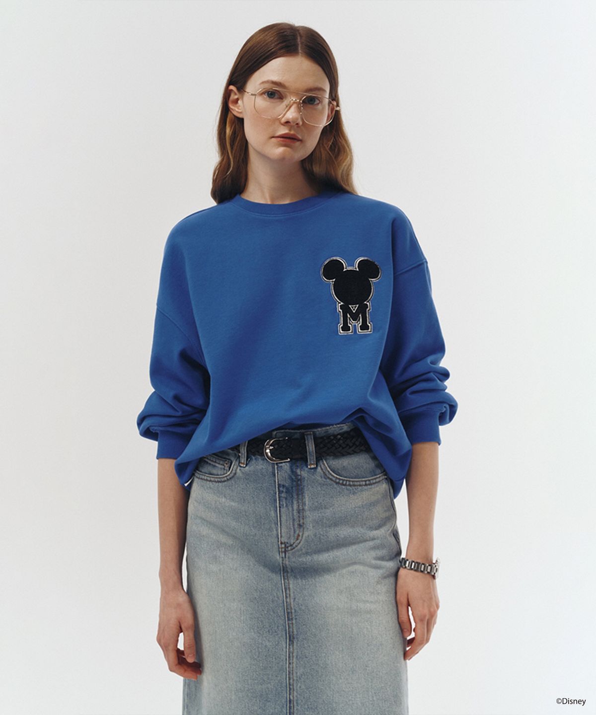 던스트(DUNST) UNISEX_DISNEY MICKEY MOUSE_BOUCLE SWEATSHIRT_DEEP SEA BLUE_UDTS3A150B2