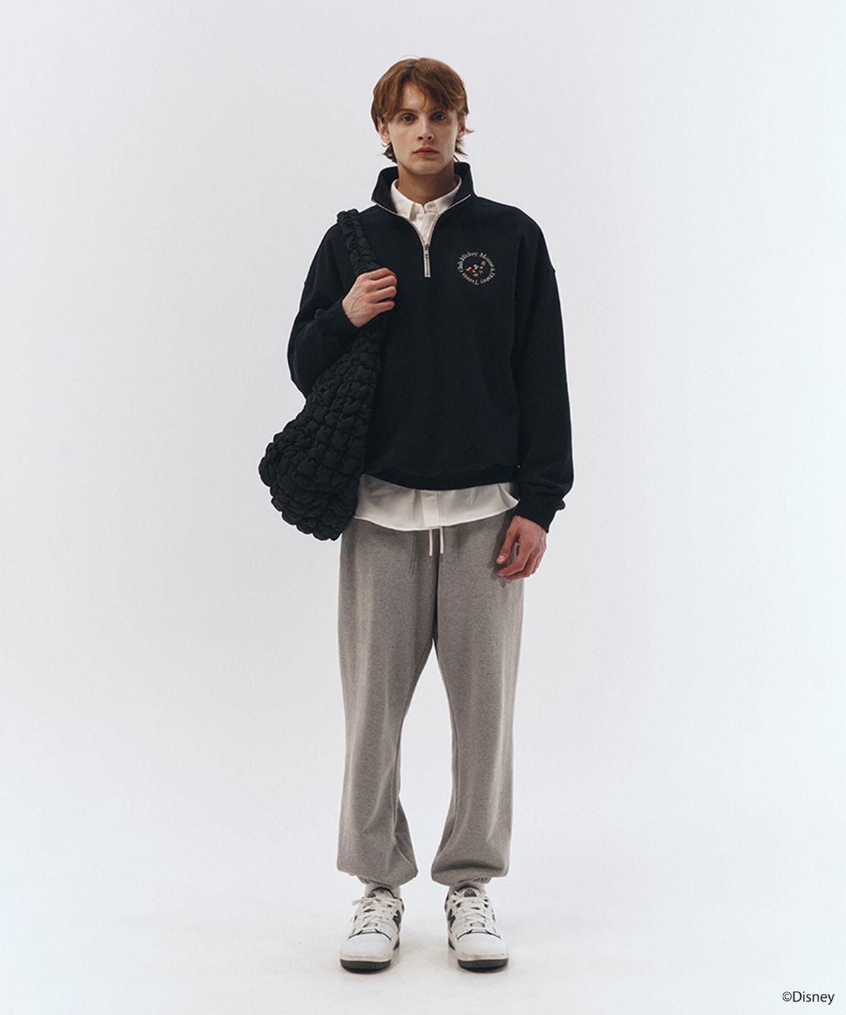 던스트 포 맨(DUNST FOR MEN) UNISEX_DISNEY MICKEY MOUSE_SPORTS HALF ZIP-UP SWEATSHIRT_FRENCH NAVY_M_UDTS3A159N1