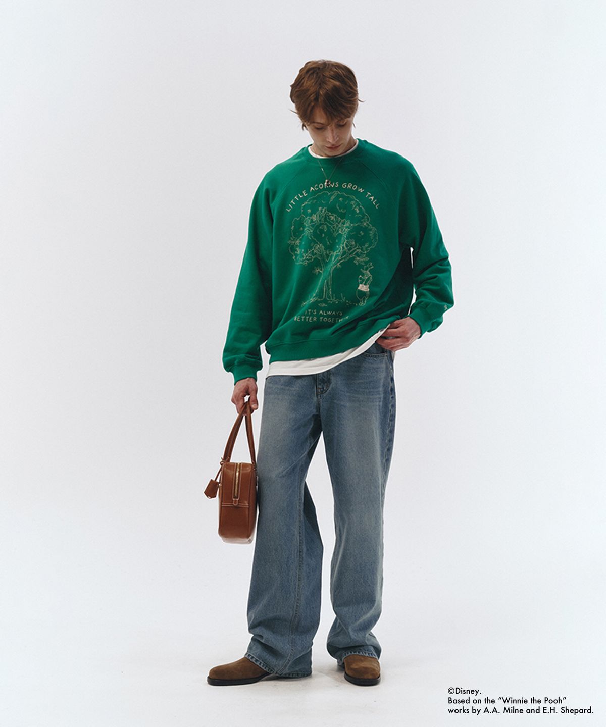 던스트 포 맨(DUNST FOR MEN) UNISEX_DISNEY POOH_SWEATSHIRT_LEAF GREEN_M_UDTS3A155E2