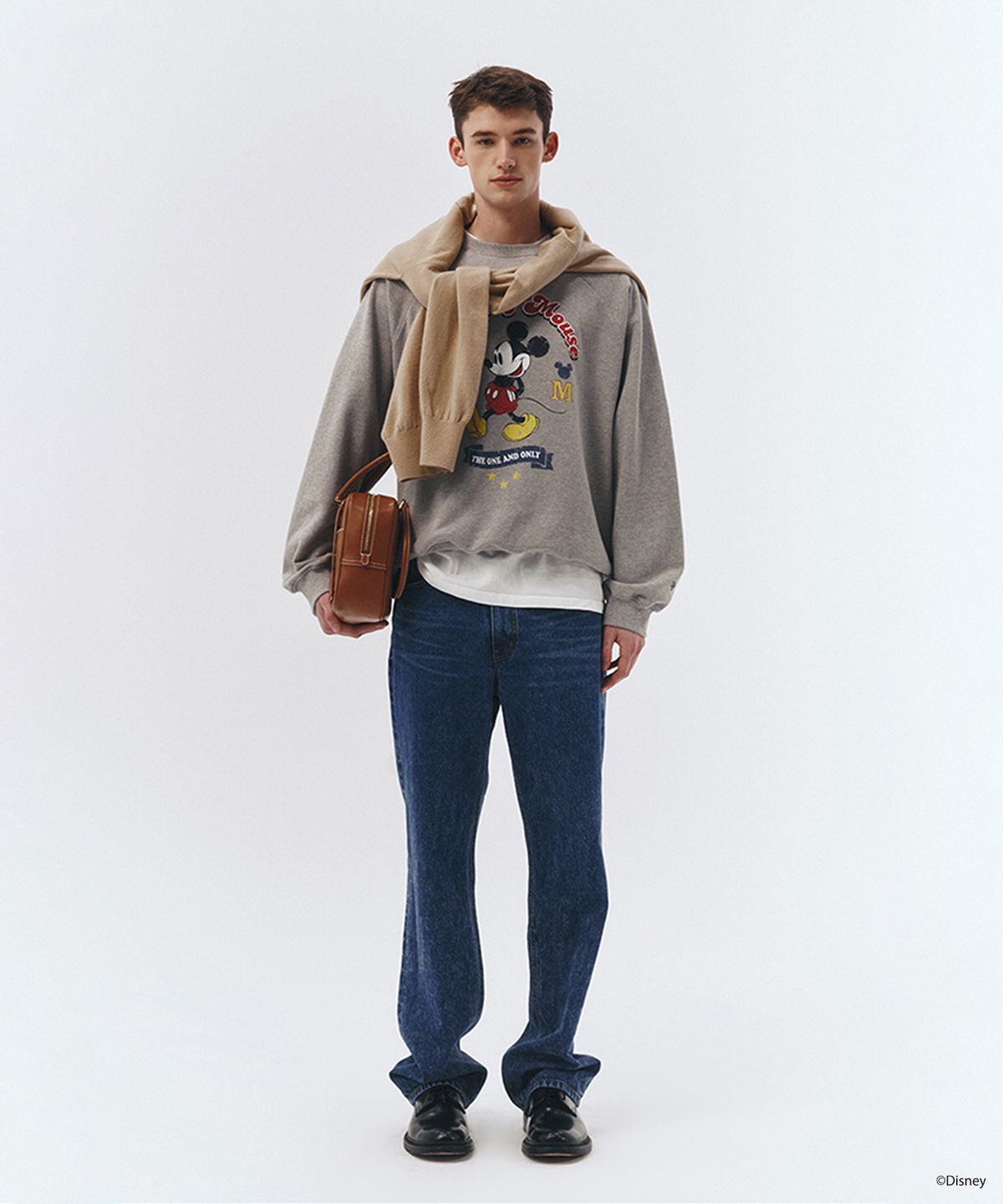 던스트 포 맨(DUNST FOR MEN) UNISEX_DISNEY MICKEY MOUSE_VINTAGE SWEATSHIRT_MELANGE GREY_M_UDTS3A152G2