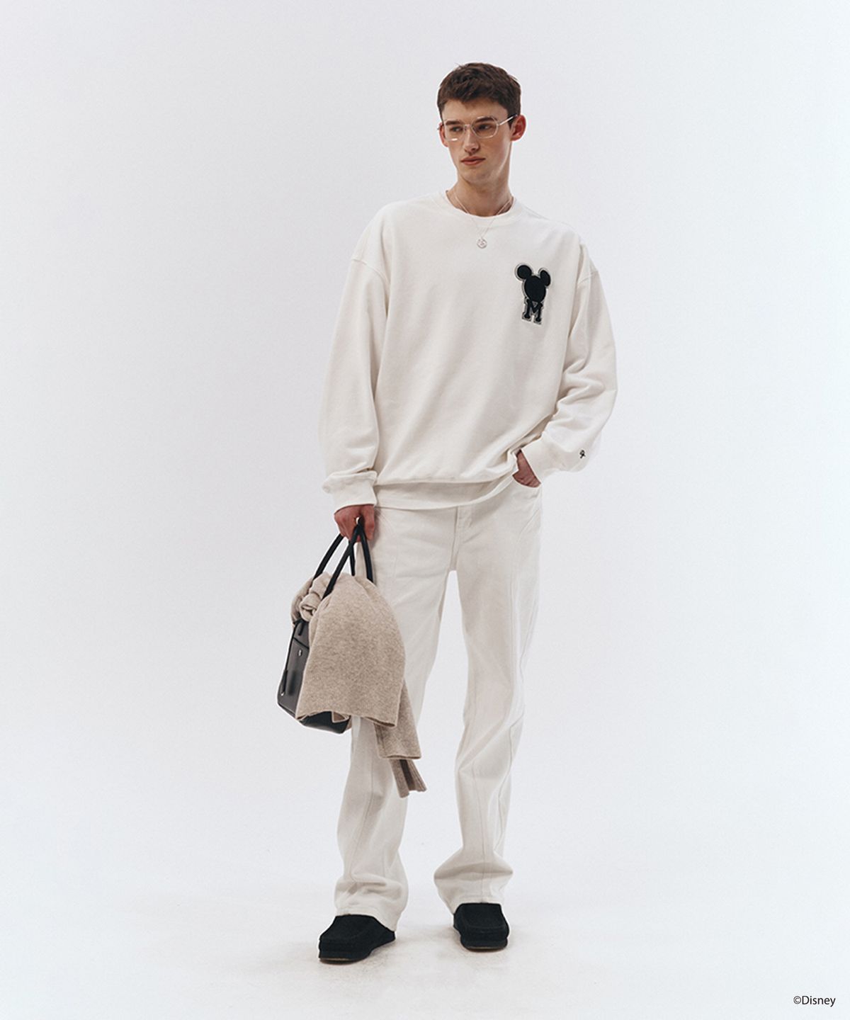 던스트 포 맨(DUNST FOR MEN) UNISEX_DISNEY MICKEY MOUSE_BOUCLE SWEATSHIRT_ECRU_M_UDTS3A150G2