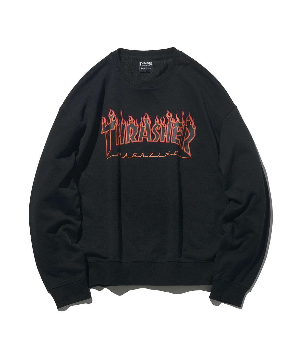 트레셔(THRASHER) 플레임 로고 맨투맨 블랙