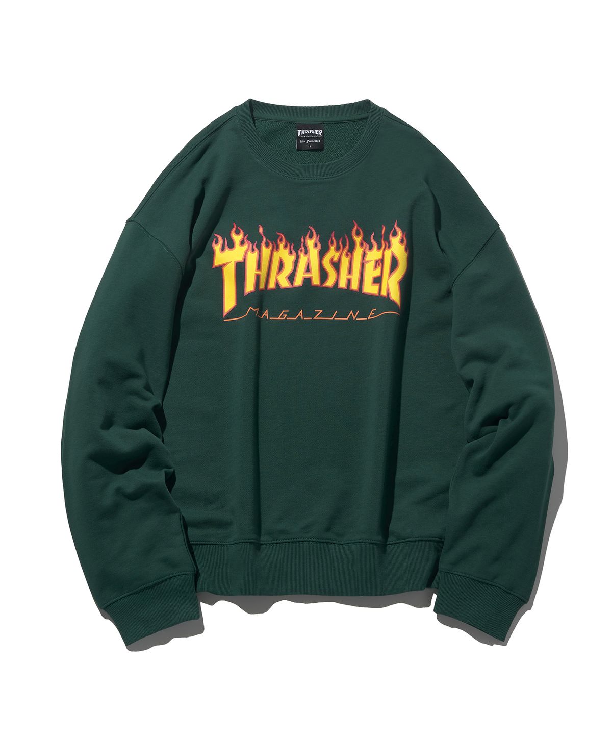 트레셔(THRASHER) 플레임 로고 맨투맨 다크 파인