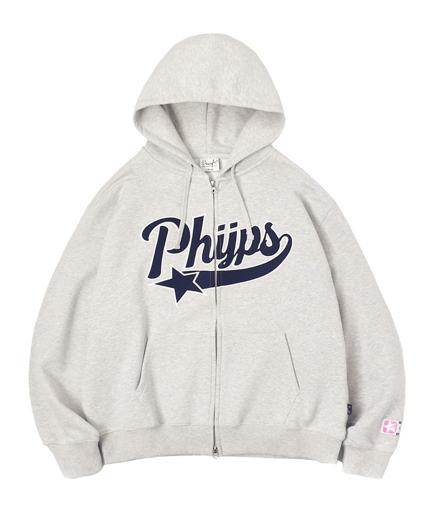 MUSINSA | PHYPS SMALL STAR TAIL CROP HOODIE ZIP UP NAVY