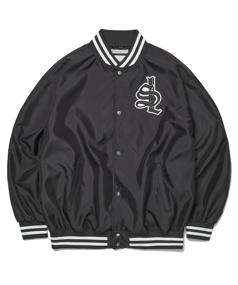 SL Logo Satin Baseball Jacket Charcoal