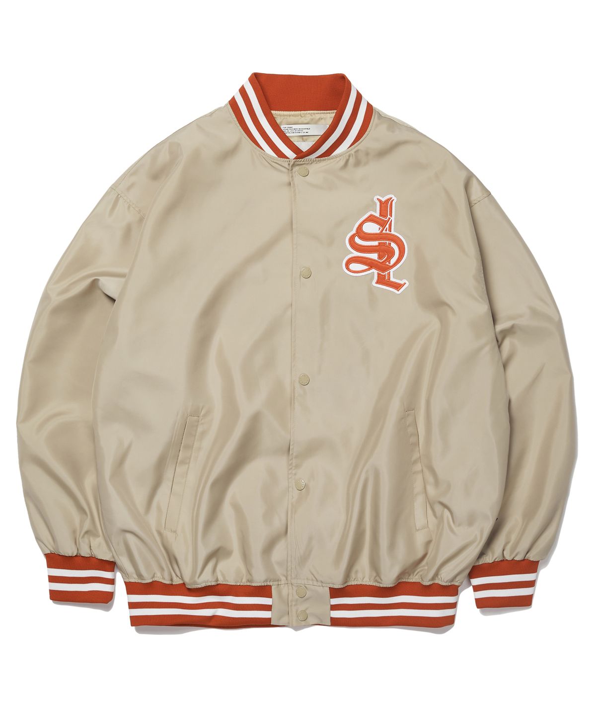사운즈라이프(SOUNDSLIFE) SL Logo Satin Baseball Jacket Beige