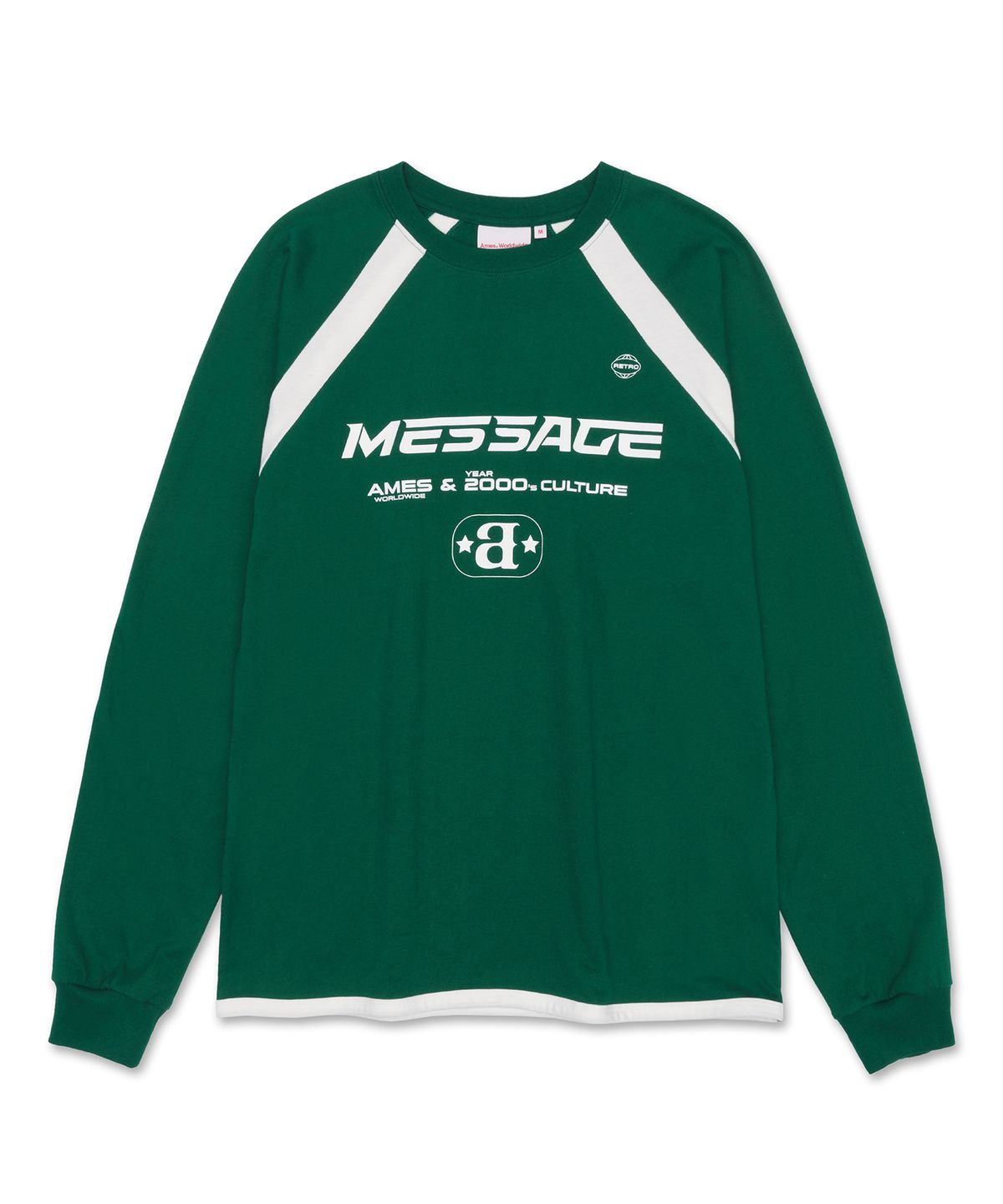 아메스 월드와이드(AMES-WORLDWIDE) MESSAGE LOGO RAGLAN LS TEE GREEN (AM2DSUT551A)