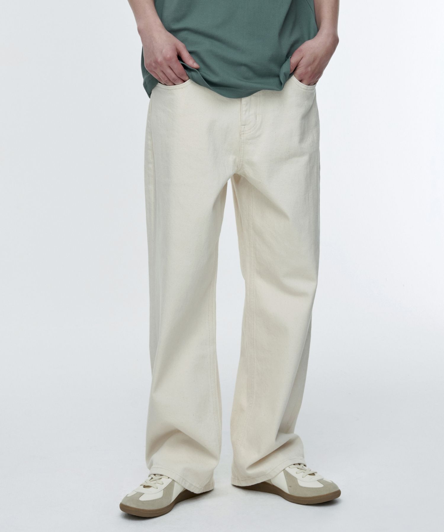 MUSINSA | MUSINSA STANDARD CALIK wide denim pants [cream]