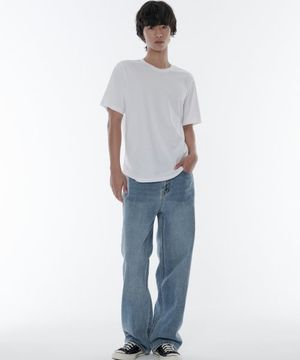 루즈 스트레이트 데님 팬츠 [라이트 인디고]