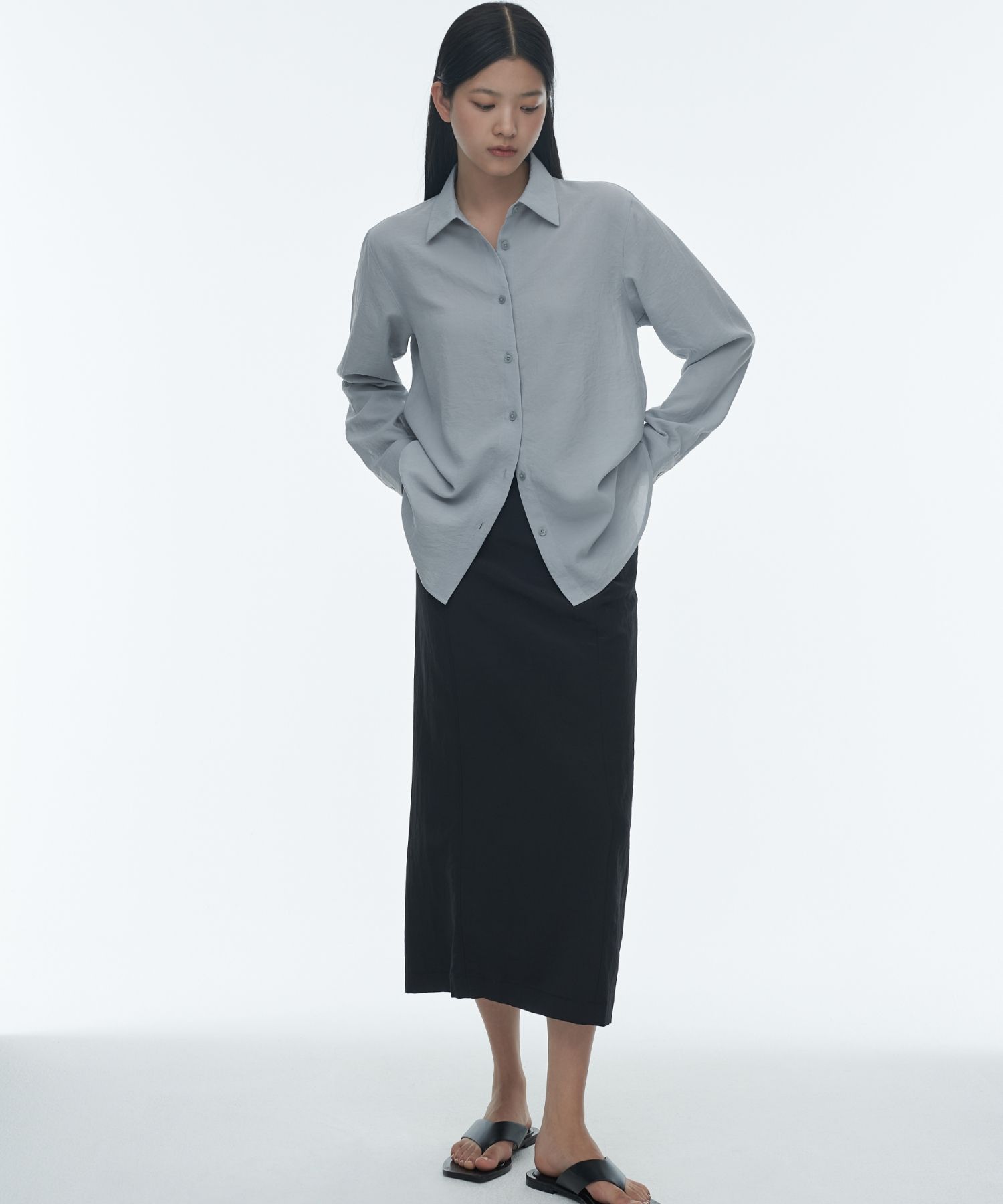 スカート musinsastandardwoman Women's Crinkle Long Skirt Black MWCKS2 MUSINSA | MUSINSA STANDARD WOMAN Women's Crinkle Long Skirt