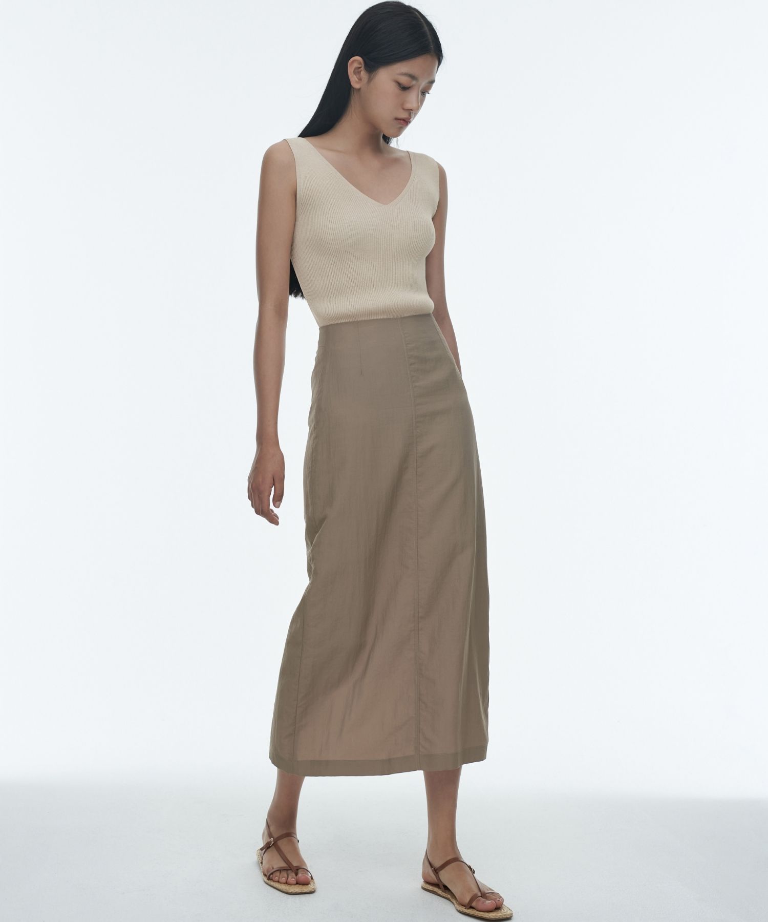 スカート musinsastandardwoman Women's Crinkle Long Skirt Beige MWCKS2 MUSINSA公式 | MUSINSA STANDARD WOMAN Women's Crinkle Long