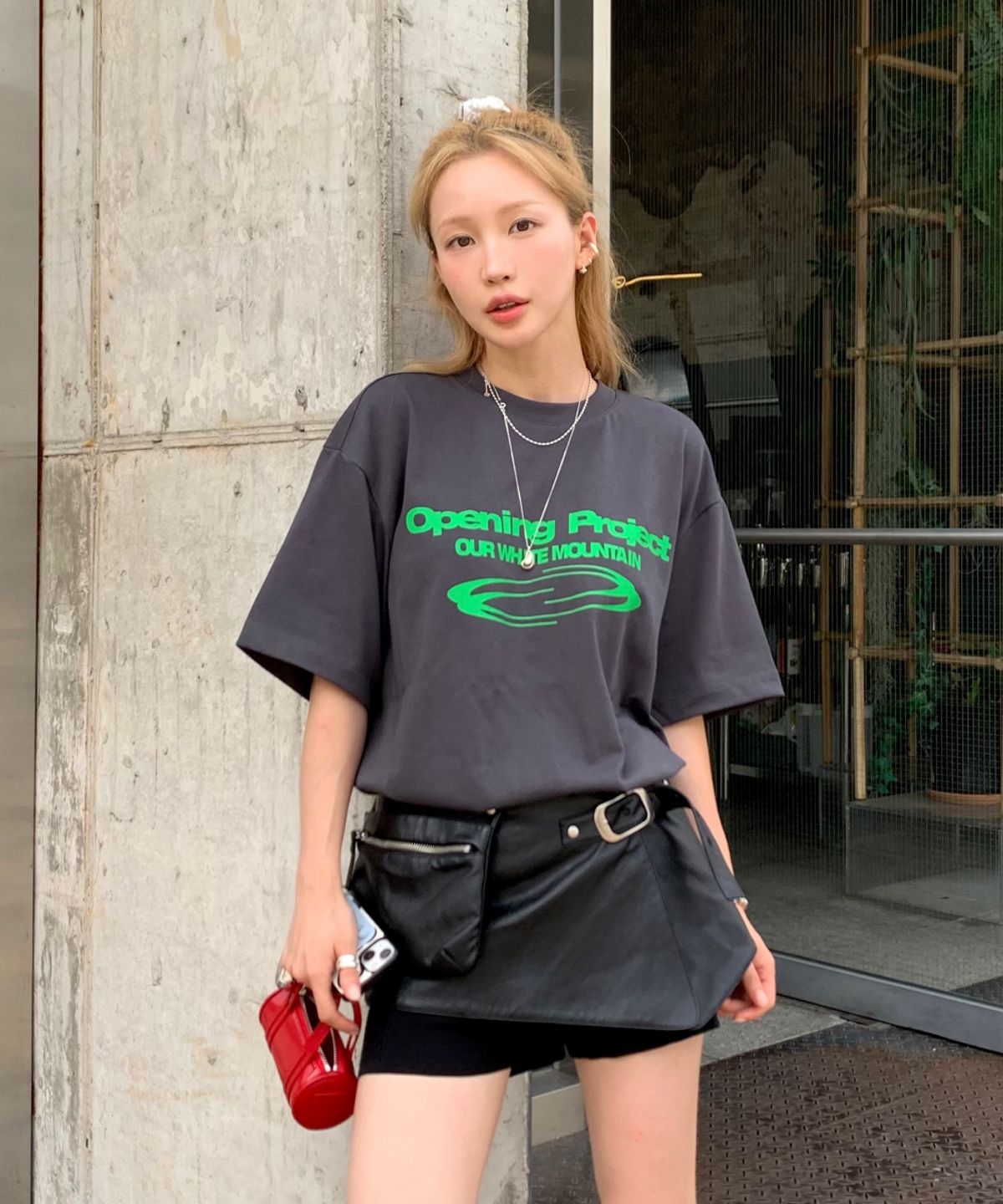 오프닝프로젝트(OPENING PROJECT) Identity T Shirt - Charcoal
