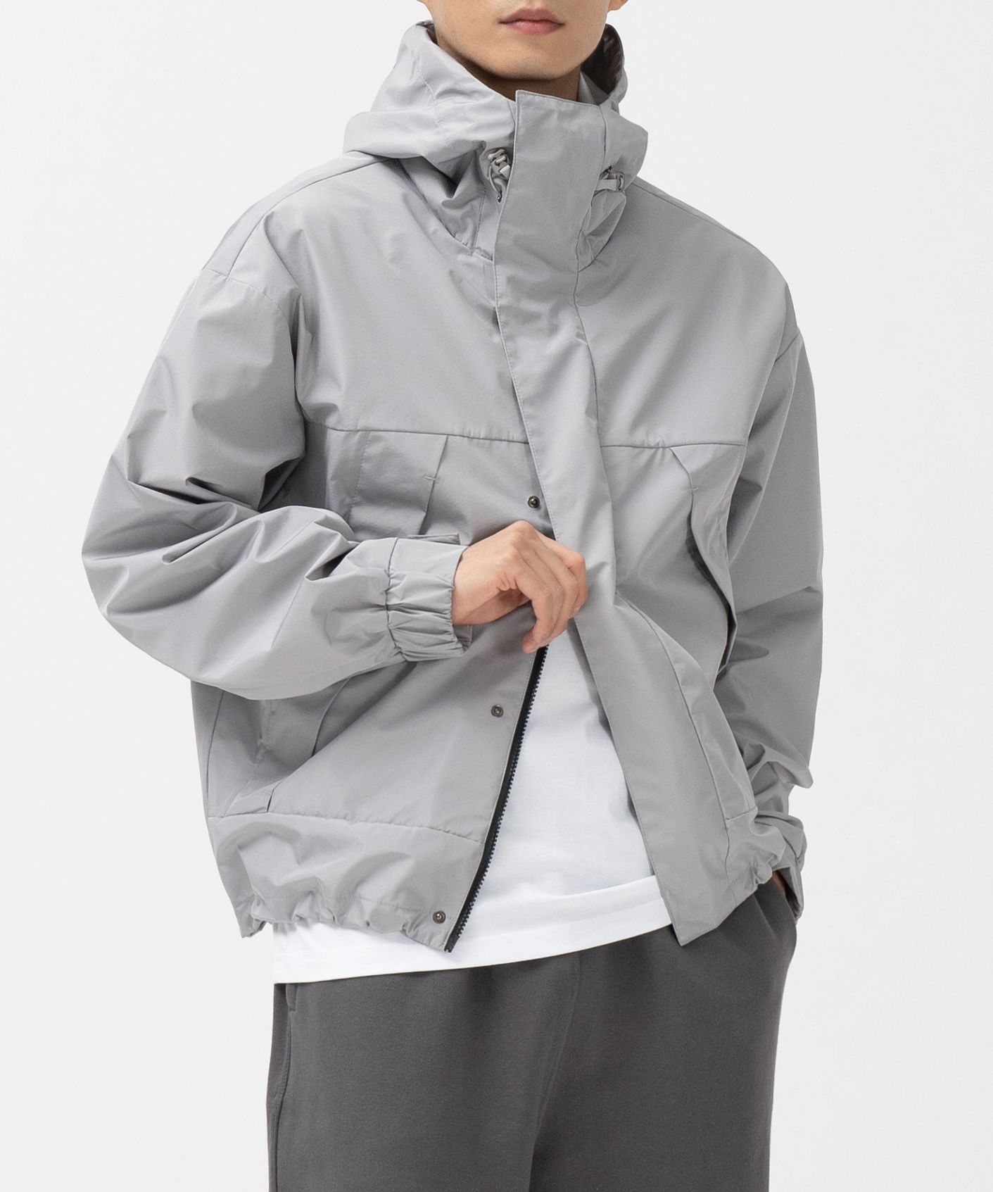 MUSINSA公式 | TOFFEE High Neck Windbreaker (LIGHT GRAY)