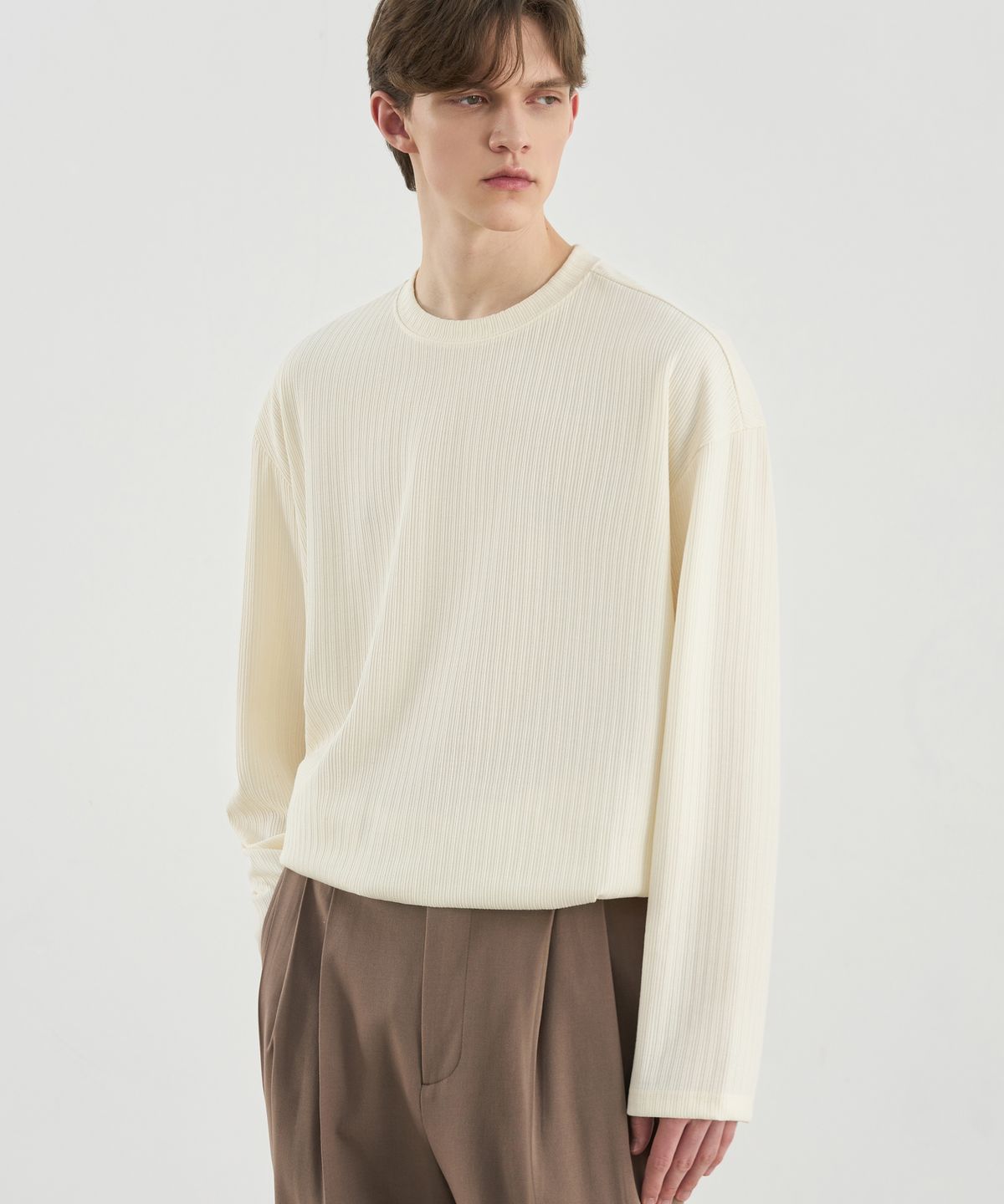 드로우핏(DRAW FIT) 리버릭 리브드 니트 티셔츠 [CREAM]